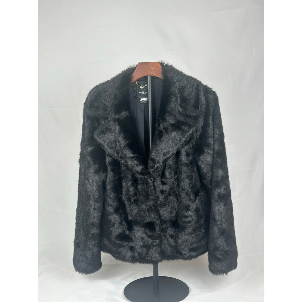 Marciano by GUESS Black Faux Fur Coat Jacket Women's Size M - Picture 5 of 6